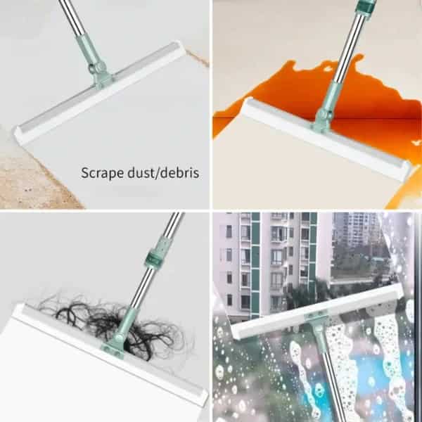 Heavy Duty Magic Broom Silicone Floor Wiper–Premium Floor Squeegee with Stainless Steel Extendable Handle